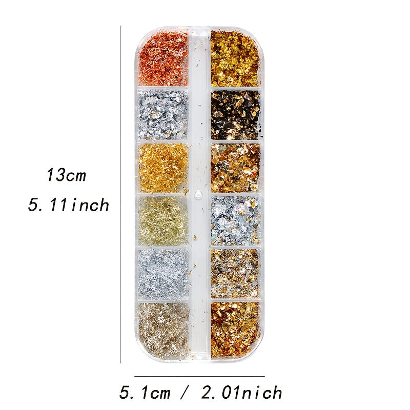 Golden & Silvery Nail Foil Glitter, Rectangular Metal Leaf Sequins, Unscented Nail Art Decor, DIY Exquisite Nail Art Foil Paper for Nail Decorations